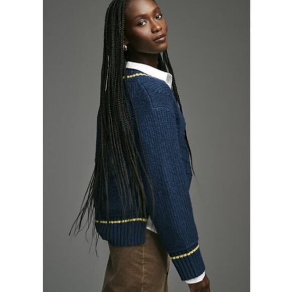 Maeve By Anthropologie The Tillie V-Neck Pullover Sweater by Maeve SZ XXS Preppy - Picture 6 of 14